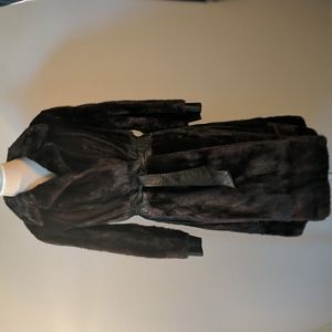 Fur coat with leather accents size small